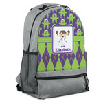 Astronaut, Aliens & Argyle Backpack - Grey (Personalized)