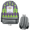 Astronaut, Aliens & Argyle Large Backpack - Gray - Front & Back View