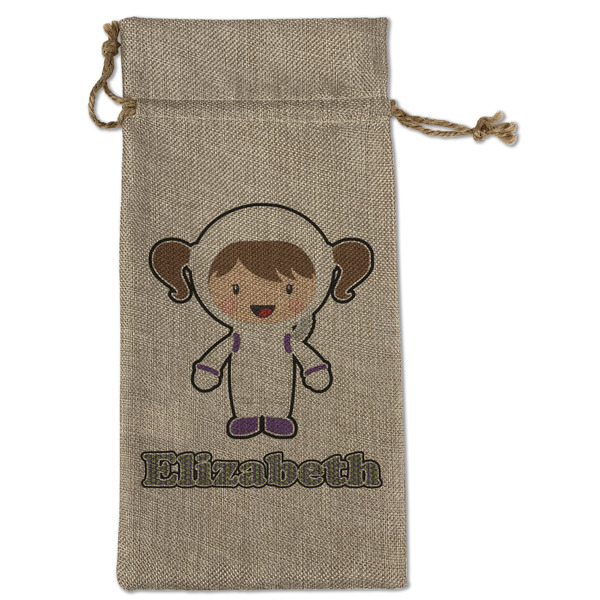 Astronaut, Aliens & Argyle Large Burlap Gift Bags - Front