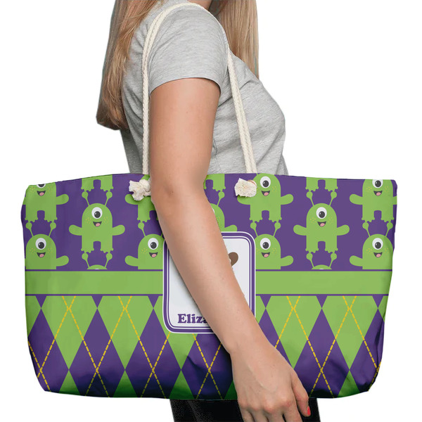 Astronaut, Aliens & Argyle Large Rope Tote Bag - In Context View