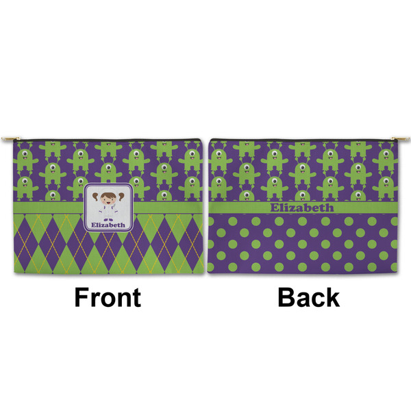 Astronaut, Aliens & Argyle Large Zipper Pouch Approval (Front and Back)