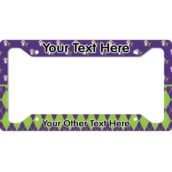 Custom Astronaut, Aliens & Argyle License Plate Frame - Style A (Personalized)