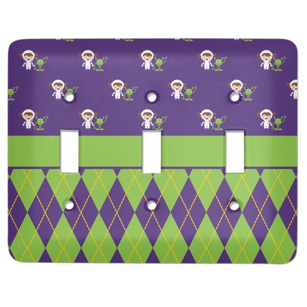 Custom Astronaut, Aliens & Argyle Light Switch Cover (3 Toggle Plate)