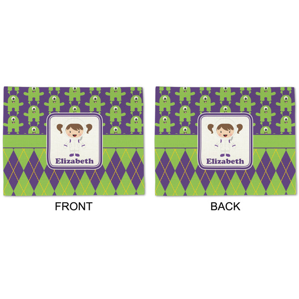 Astronaut, Aliens & Argyle Linen Placemat - APPROVAL (double sided)