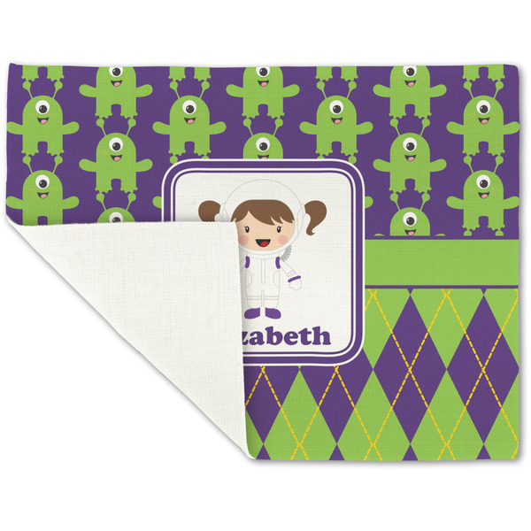 Astronaut, Aliens & Argyle Linen Placemat - Folded Corner (single side)