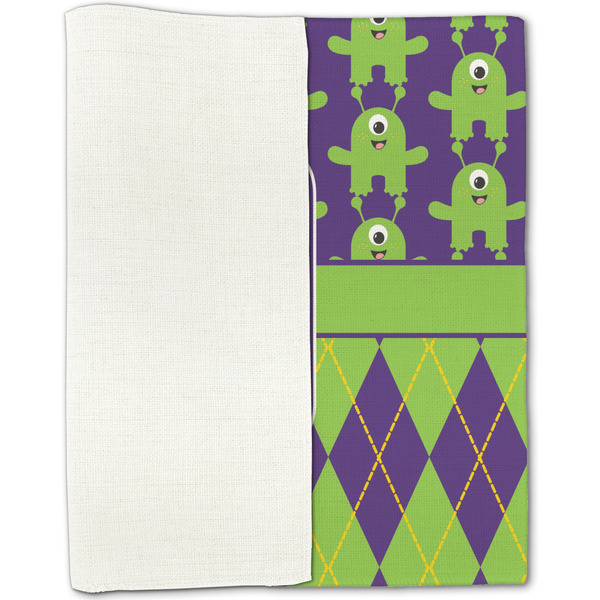 Astronaut, Aliens & Argyle Linen Placemat - Folded Half
