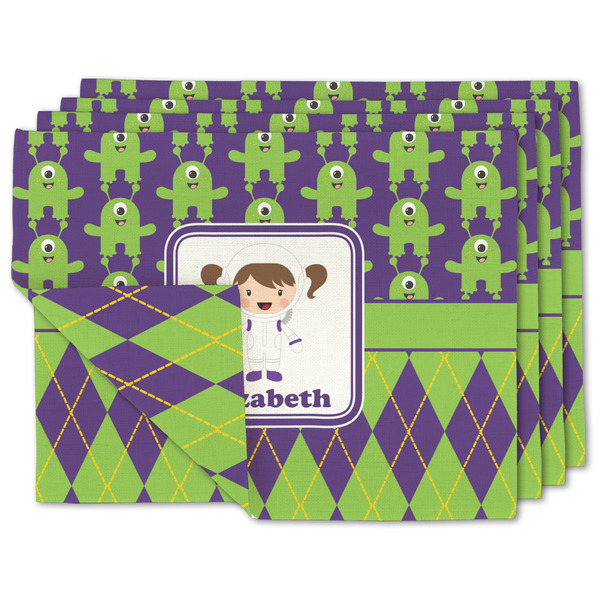 Custom Astronaut, Aliens & Argyle Linen Placemat w/ Name or Text