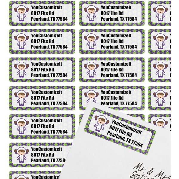 Astronaut, Aliens & Argyle Mailing Label on Envelope - Multiple Labels