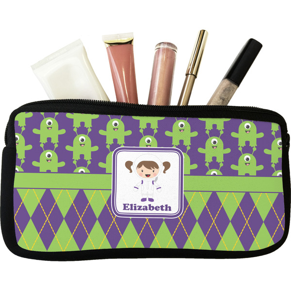 Custom Astronaut, Aliens & Argyle Makeup / Cosmetic Bag - Small (Personalized)