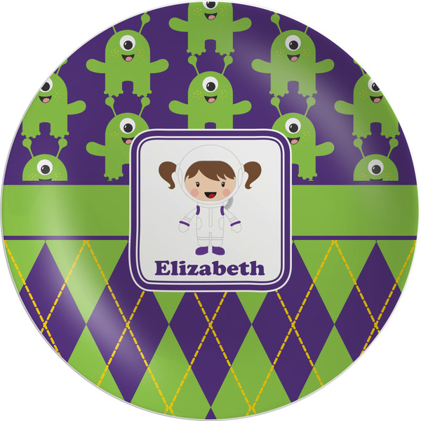 Custom Astronaut, Aliens & Argyle Melamine Salad Plate - 8" (Personalized)