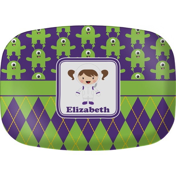 Custom Astronaut, Aliens & Argyle Melamine Platter (Personalized)