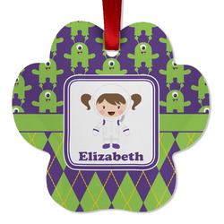 Astronaut, Aliens & Argyle Metal Paw Ornament - Double Sided w/ Name or Text