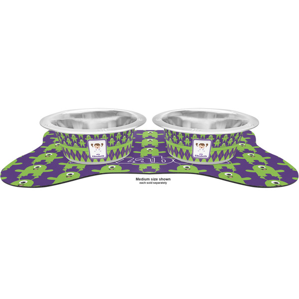 Astronaut, Aliens & Argyle Metal Pet Bowls - On Dog Bone Shaped Mat
