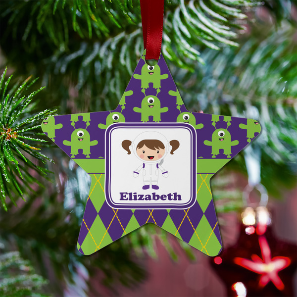 Astronaut, Aliens & Argyle Metal Star Ornament - Lifestyle