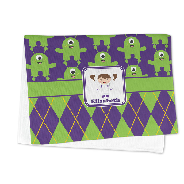 Astronaut, Aliens & Argyle Microfiber Dish Towel - FOLDED HALF