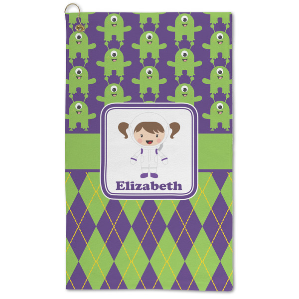 Custom Astronaut, Aliens & Argyle Microfiber Golf Towel - Large (Personalized)