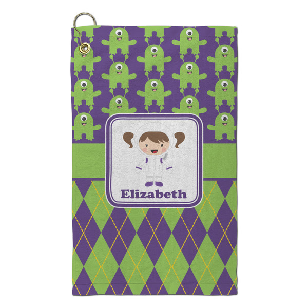 Custom Astronaut, Aliens & Argyle Microfiber Golf Towel - Small (Personalized)