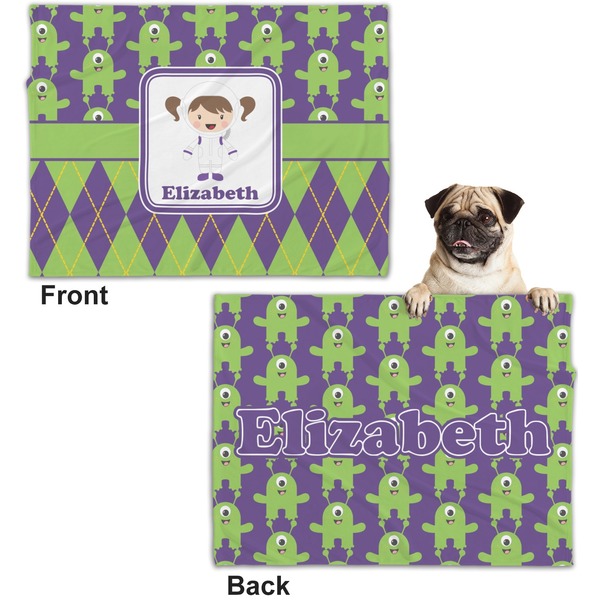 Astronaut, Aliens & Argyle Microfleece Dog Blanket - Regular - Front & Back