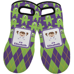 Astronaut, Aliens & Argyle Neoprene Oven Mitts - Set of 2 w/ Name or Text
