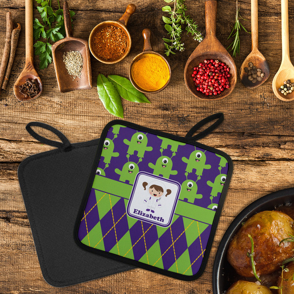 Astronaut, Aliens & Argyle Neoprene Pot Holder - Set of 2  LIFESTYLE (Flatlay)