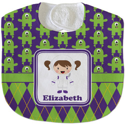 Astronaut, Aliens & Argyle Velour Baby Bib w/ Name or Text