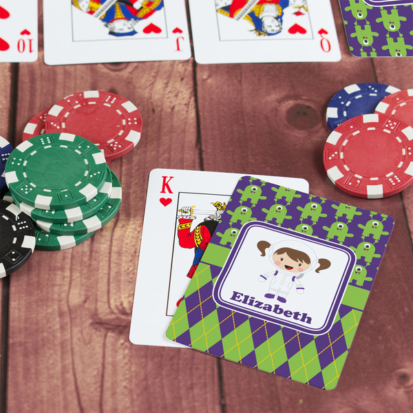 Astronaut, Aliens & Argyle On Table with Poker Chips