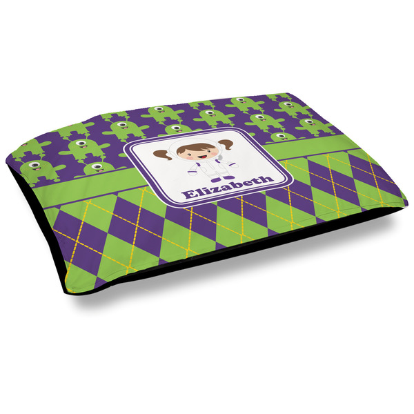 Custom Astronaut, Aliens & Argyle Outdoor Dog Bed - Large (Personalized)