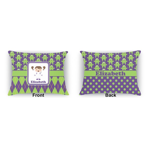 Astronaut, Aliens & Argyle  Outdoor Rectangular Throw Pillow (Front and Back)
