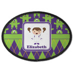 Astronaut, Aliens & Argyle Iron On Oval Patch w/ Name or Text