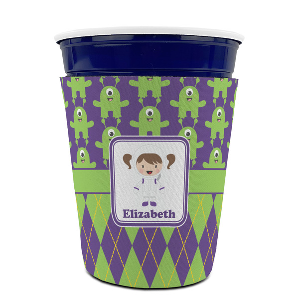 Astronaut, Aliens & Argyle Party Cup Sleeves - without bottom - FRONT (on cup)