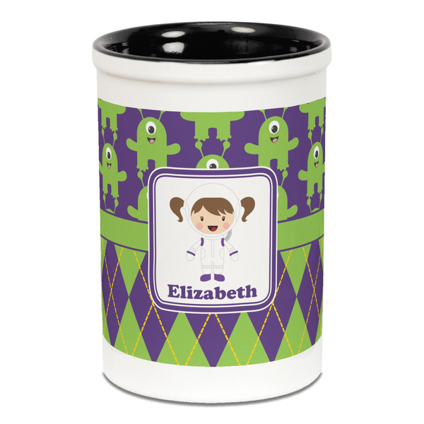 Astronaut, Aliens & Argyle Pencil Holder - Black