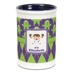 Astronaut, Aliens & Argyle Ceramic Pencil Holders - Blue