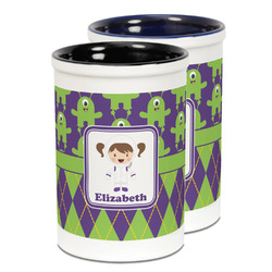 Astronaut, Aliens & Argyle Ceramic Pencil Holder - Large