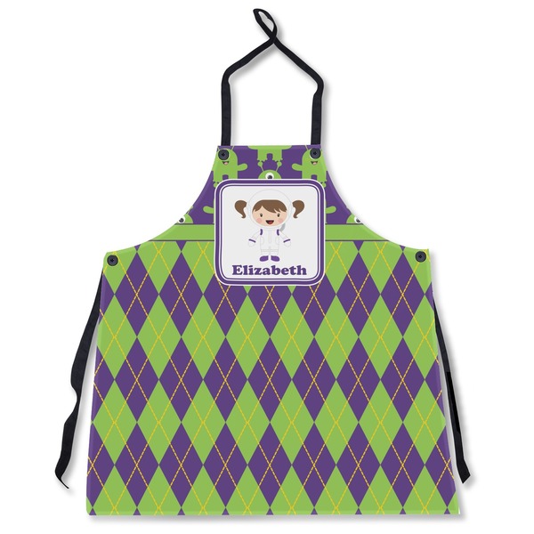 Custom Astronaut, Aliens & Argyle Apron Without Pockets w/ Name or Text