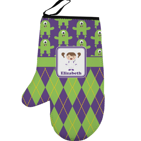 Astronaut, Aliens & Argyle Personalized Oven Mitt - Left