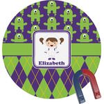 Astronaut, Aliens & Argyle Round Fridge Magnet (Personalized)
