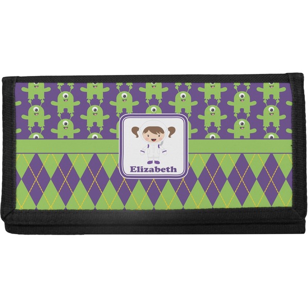 Custom Astronaut, Aliens & Argyle Canvas Checkbook Cover (Personalized)