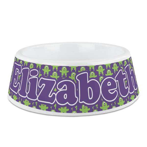 Custom Astronaut, Aliens & Argyle Plastic Dog Bowl - Medium (Personalized)