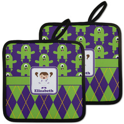 Astronaut, Aliens & Argyle Pot Holders - Set of 2 w/ Name or Text