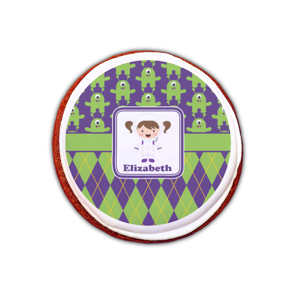 Astronaut, Aliens & Argyle Printed Icing Circle - XSmall - On Cookie