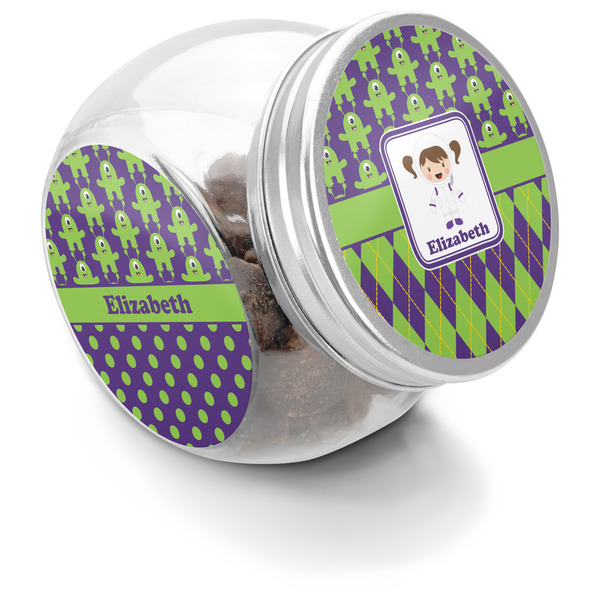 Custom Astronaut, Aliens & Argyle Puppy Treat Jar (Personalized)
