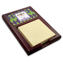 Astronaut, Aliens & Argyle Red Mahogany Sticky Note Holder (Personalized)