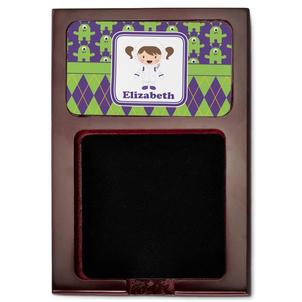 Astronaut, Aliens & Argyle Red Mahogany Sticky Note Holder - Flat