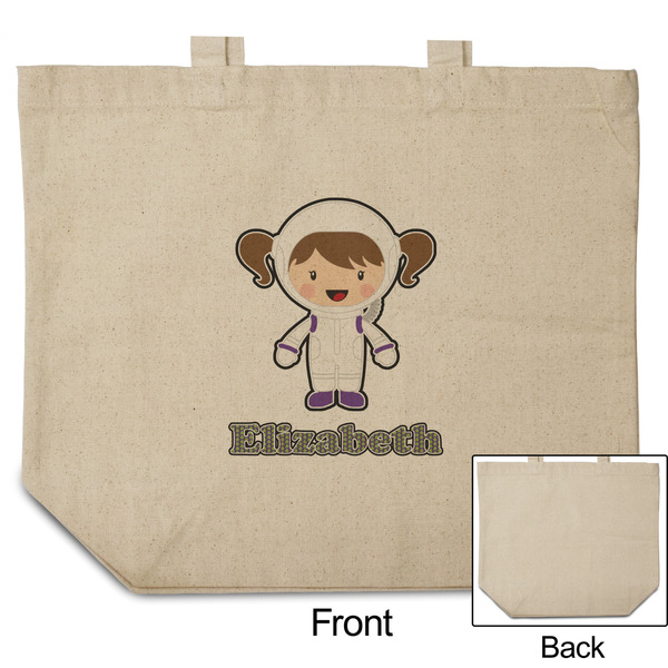 Astronaut, Aliens & Argyle Reusable Cotton Grocery Bag - Front & Back View