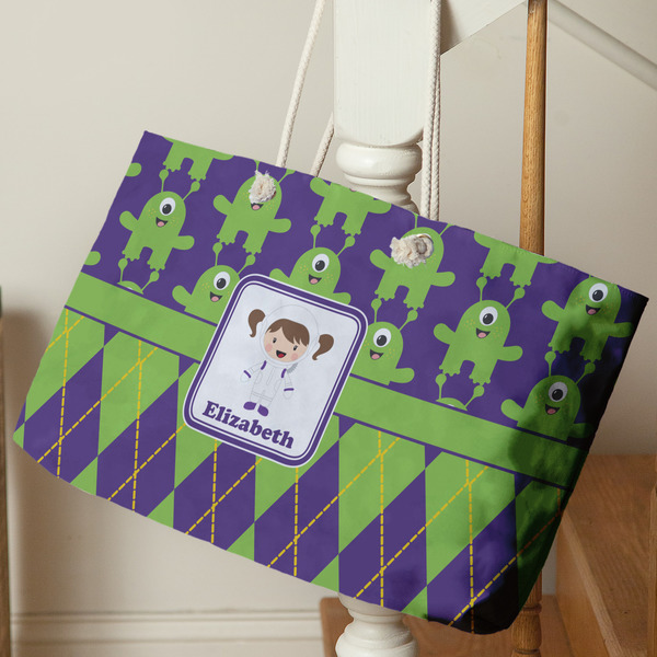 Astronaut, Aliens & Argyle Large Rope Tote - Life Style