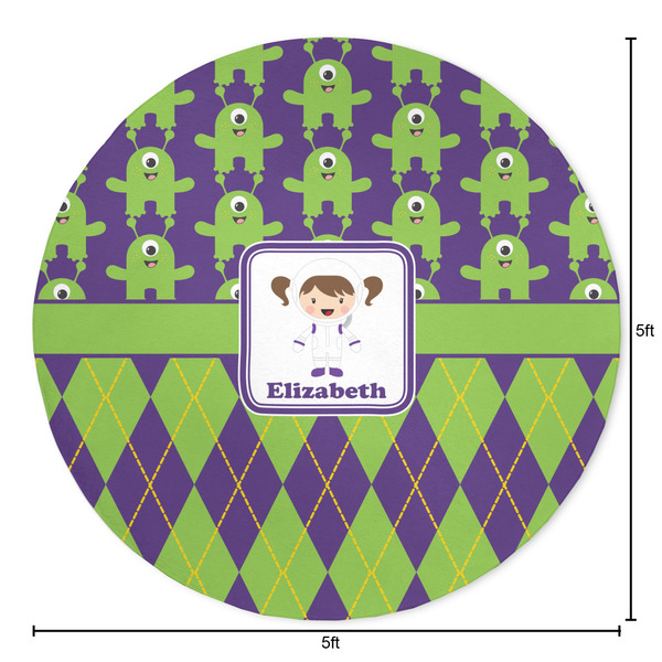 Astronaut, Aliens & Argyle Round Area Rug - Size