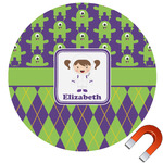 Astronaut, Aliens & Argyle Round Car Magnet - 6" (Personalized)