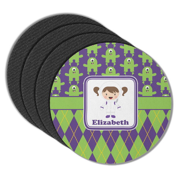 Astronaut, Aliens & Argyle Round Coaster Rubber Back - Main