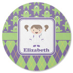 Astronaut, Aliens & Argyle Round Rubber Backed Coaster (Personalized)