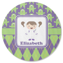 Astronaut, Aliens & Argyle Round Rubber Backed Coaster (Personalized)